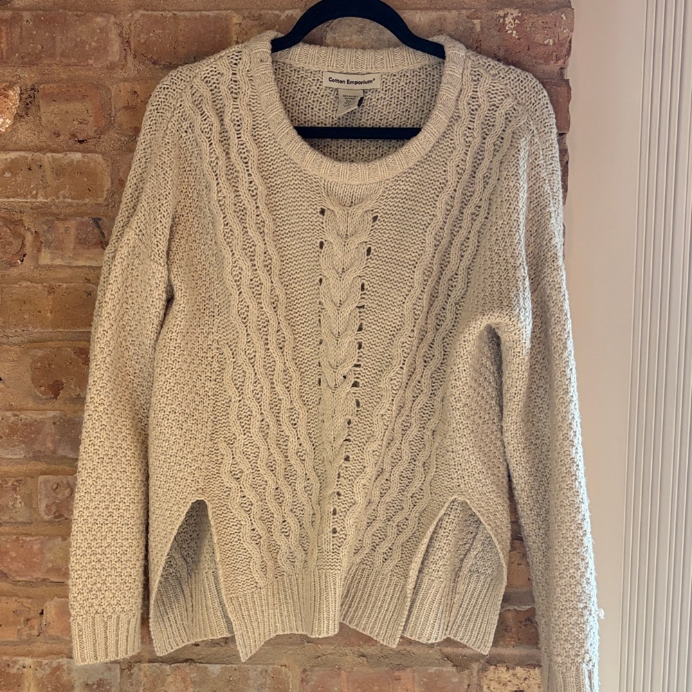 Cotton Emporium Cream Cable Knit Sweater